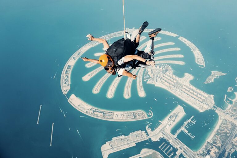 Skydive Dubai tandem jump above Palm Jumeirah