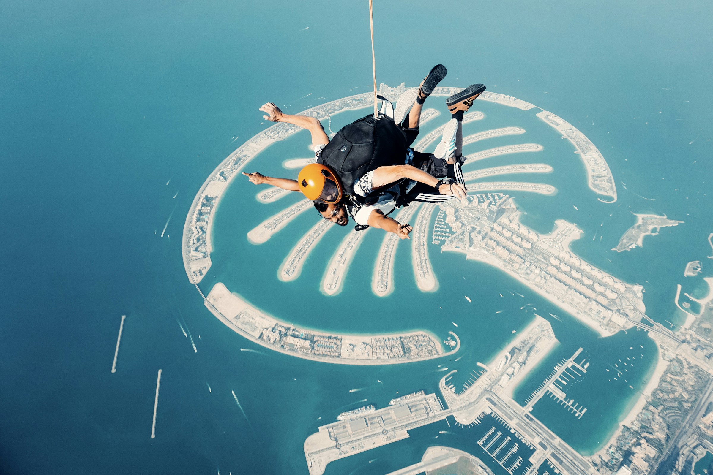 Skydive Dubai tandem jump above Palm Jumeirah