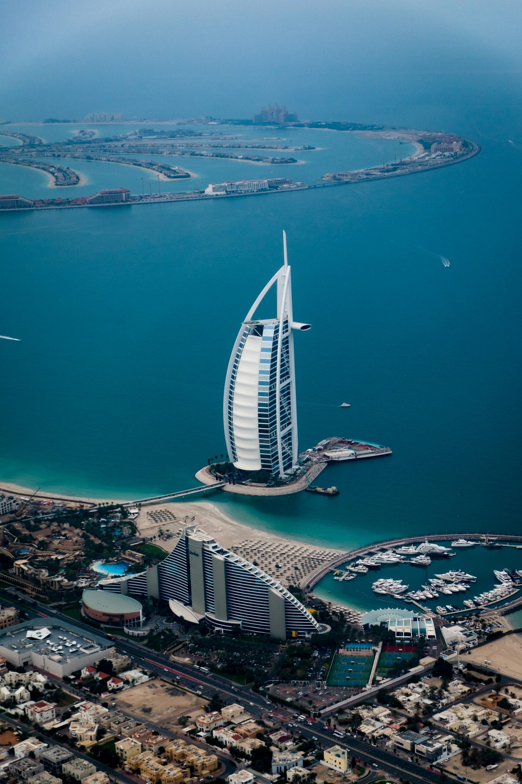 Aerial view of Burj Al Arab and Palm Jumeirah for a Dubai 5 day itinerary